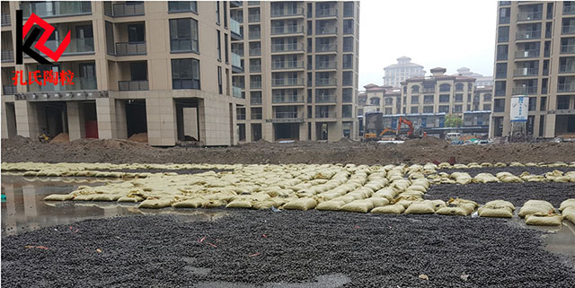 浙江省杭州余杭區綠城藍庭項目車庫頂板回填陶粒